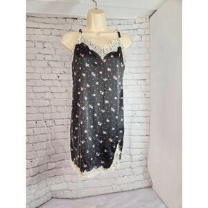 Arizona Jean Co Womens Size Medium Dark Grey Floral Lace Trim Teddy Lingerie